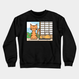 cute cat in the morning Crewneck Sweatshirt